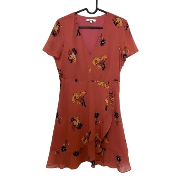 Madewell Posy Cactus Flower Wrap Dress In Spiced Rose Size 4 - Picture 2 of 8